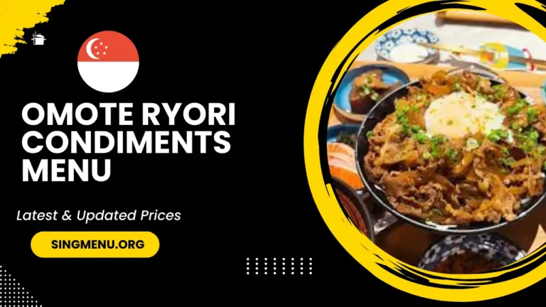 Omote Ryori Condiments Menu Singapore Prices 2024