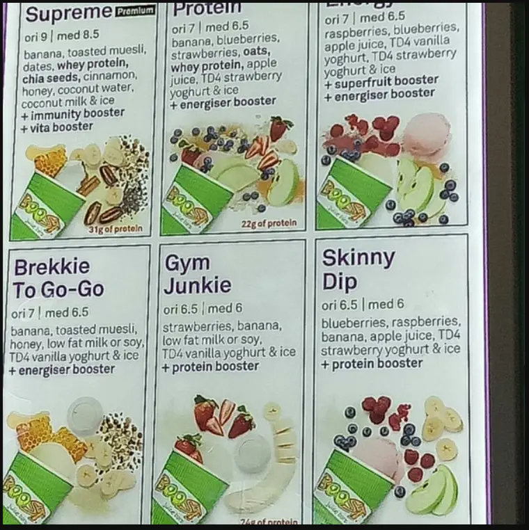 Boost Juice Bar Menu Singapore