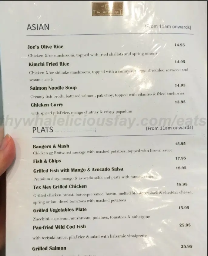 The Book Cafe Asian Menu 